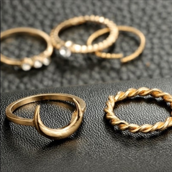 Trendy Boho Crescent Moon Ring Set - Picture 4 of 5